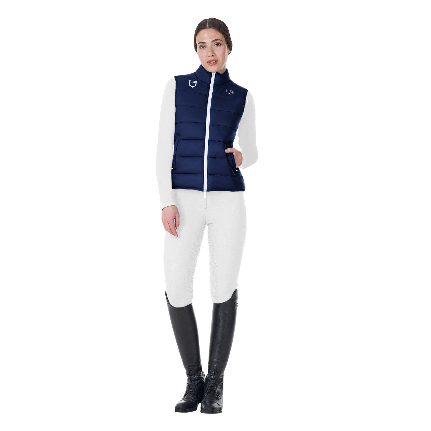 Chaleco sin mangas de mujer slim fit Equestro X FISE - Navy Blazer