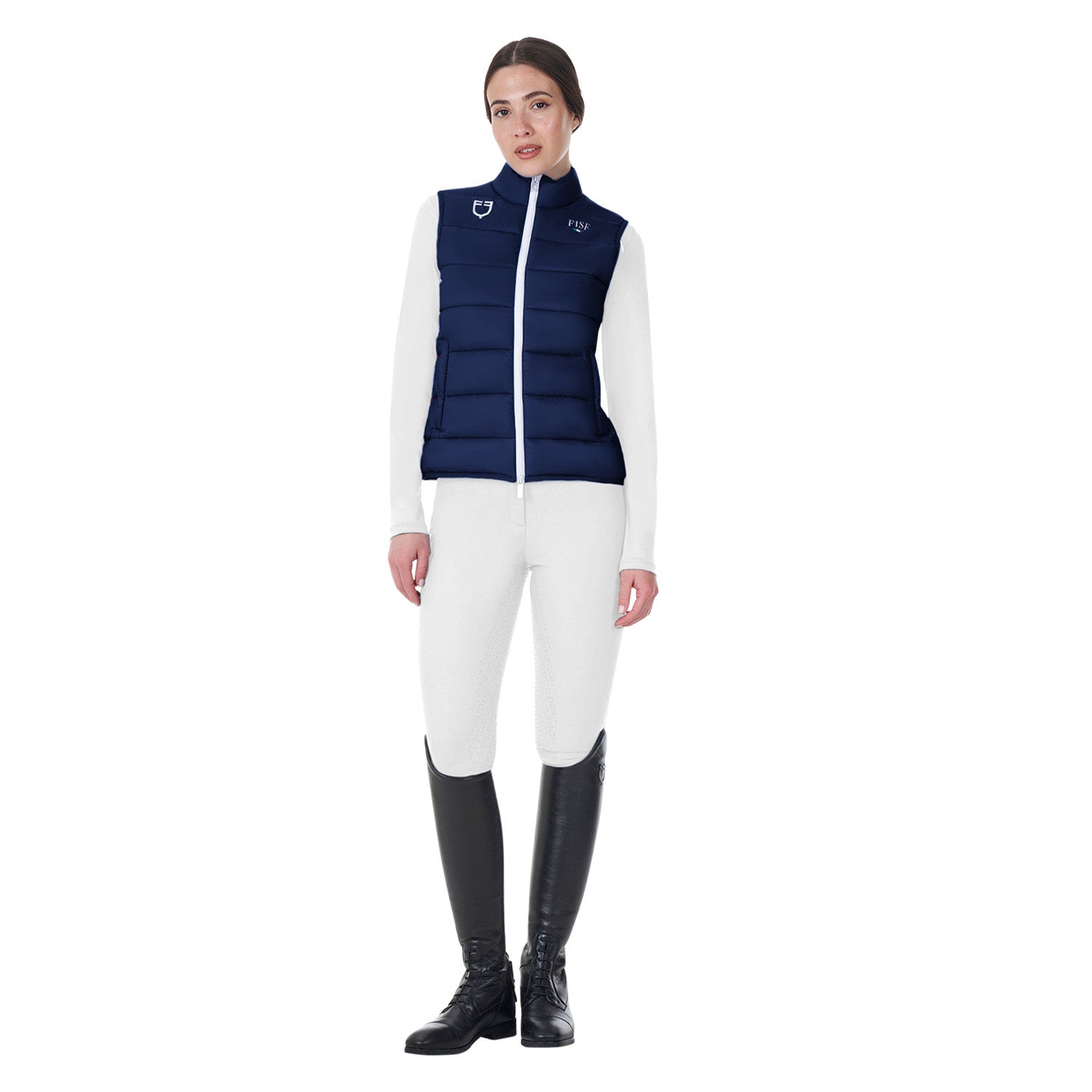 Chaleco sin mangas de mujer slim fit Equestro X FISE - Navy Blazer