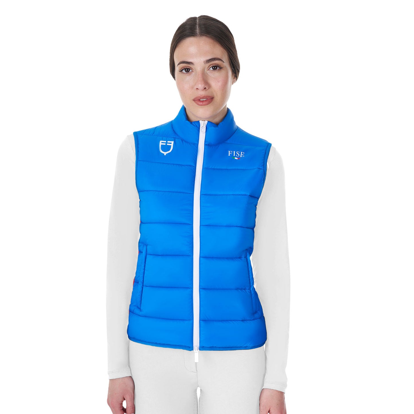 Chaleco sin mangas de mujer slim fit Equestro X FISE - Azzurro Savoia