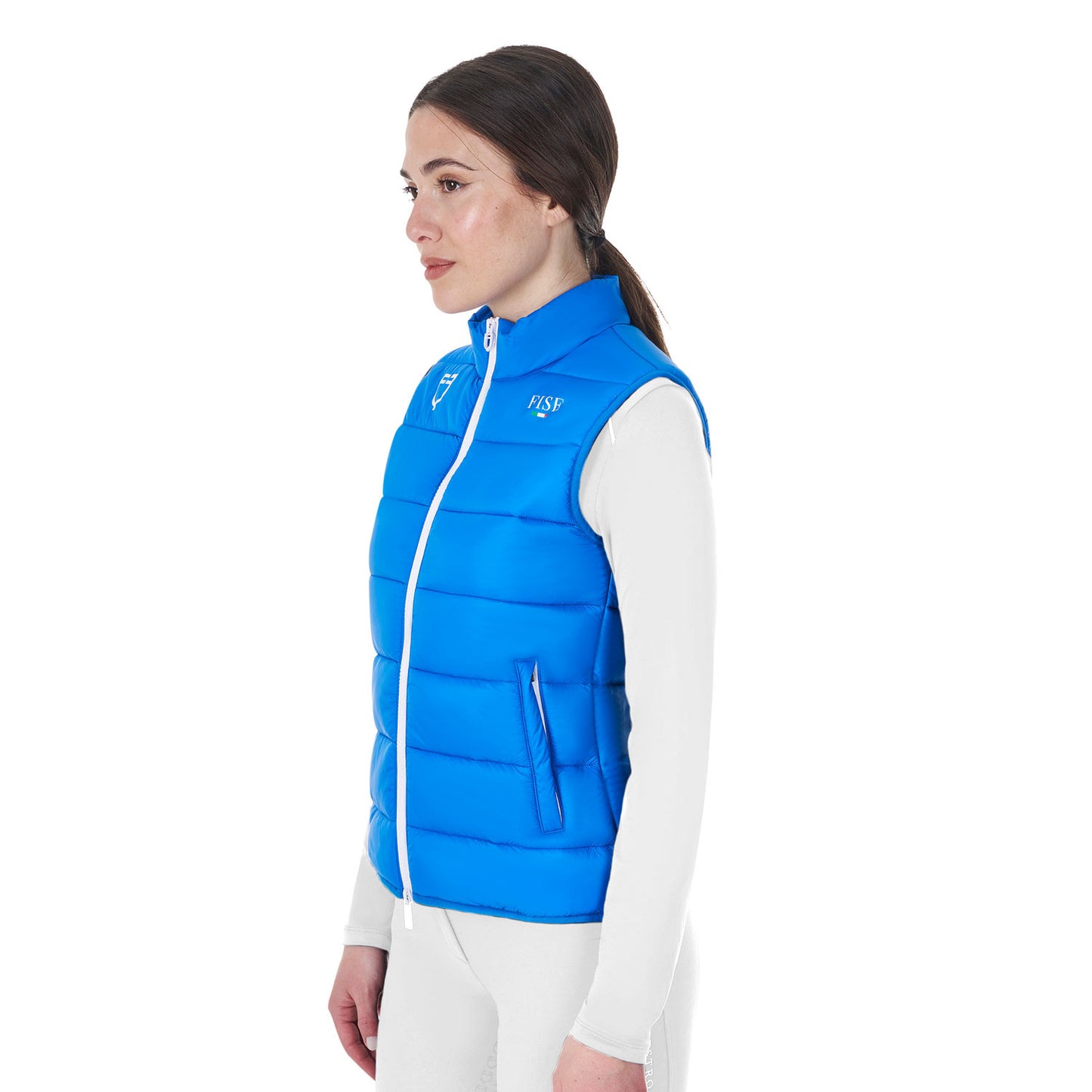 Chaleco sin mangas de mujer slim fit Equestro X FISE - Azzurro Savoia