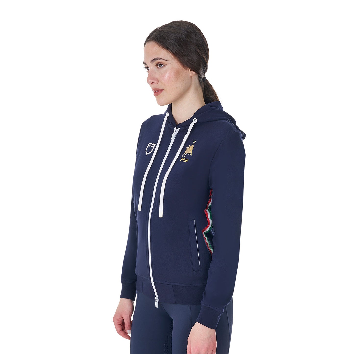 Sudadera de mujer con capucha Equestro X FISE - Navy Blazer