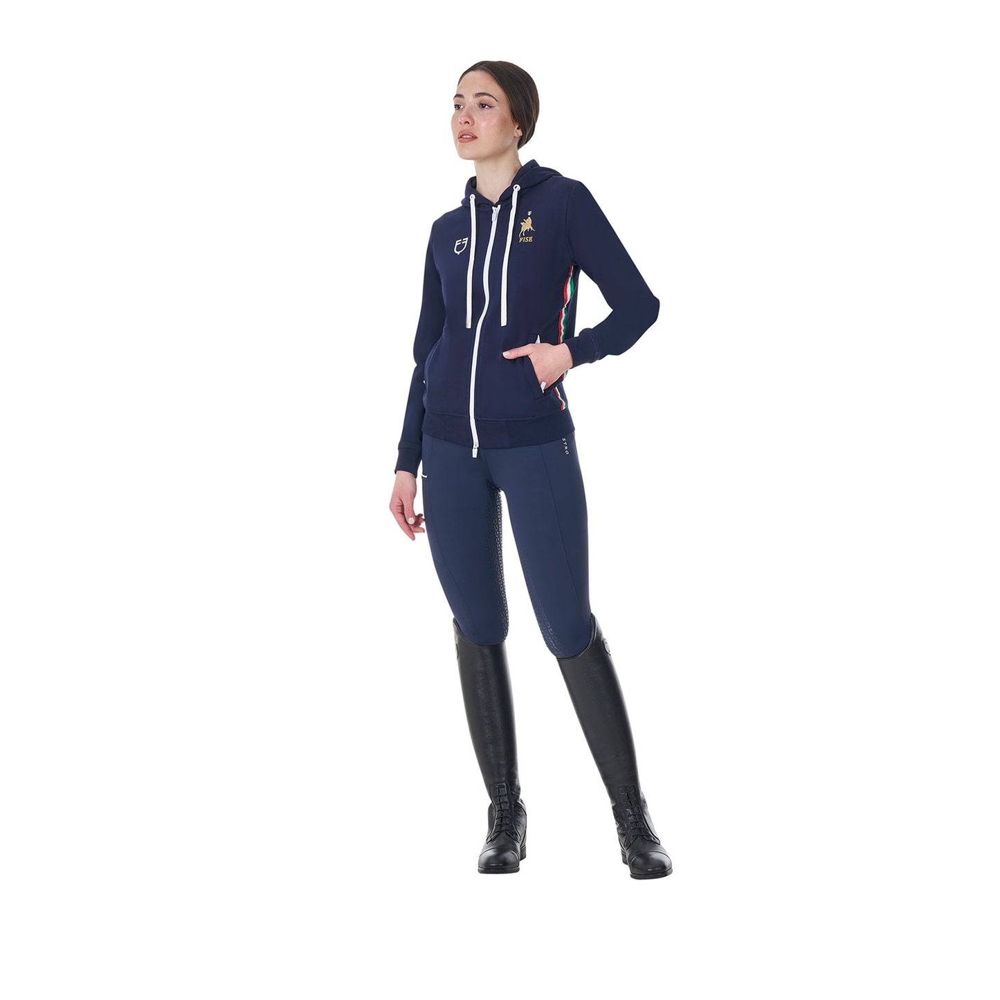 Sudadera de mujer con capucha Equestro X FISE - Navy Blazer