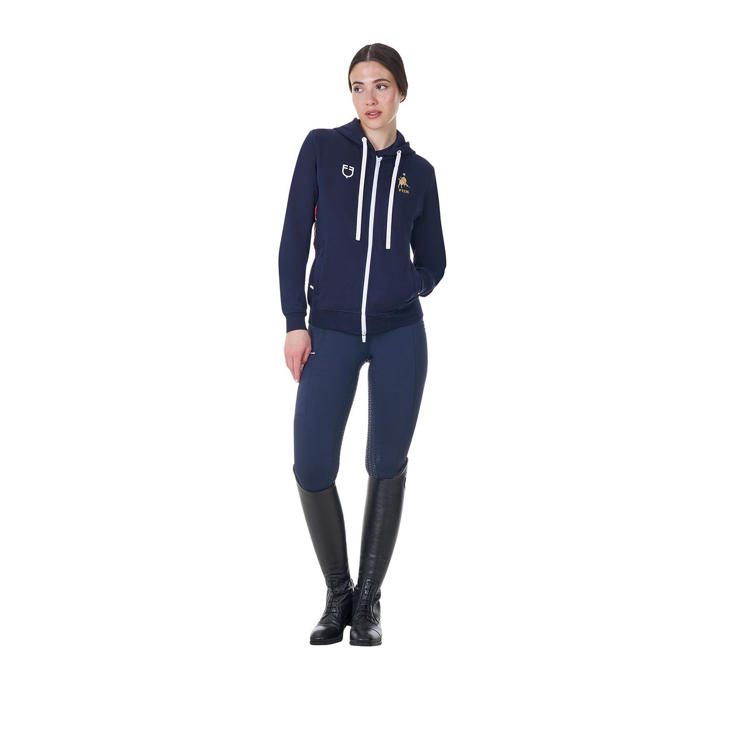 Sudadera de mujer con capucha Equestro X FISE - Navy Blazer