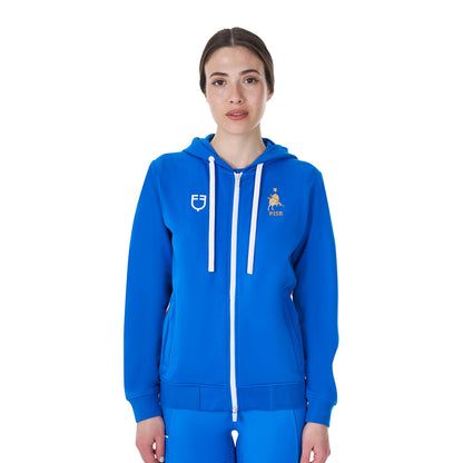 Sudadera de mujer con capucha Equestro X FISE - Azzurro Savoia