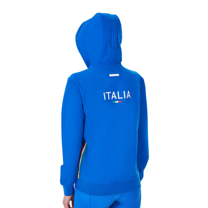 Sudadera de mujer con capucha Equestro X FISE - Azzurro Savoia