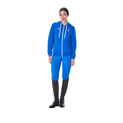 Sudadera de mujer con capucha Equestro X FISE - Azzurro Savoia
