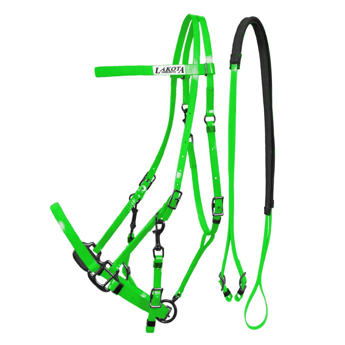 Cabezada de cuerda en Biothane Lakota - Verde claro