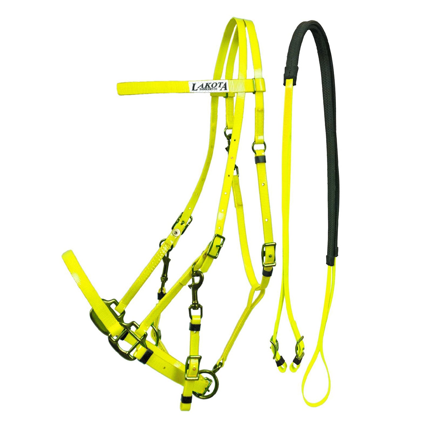 Cabezada de cuerda en Biothane Lakota - Yellow Fluo