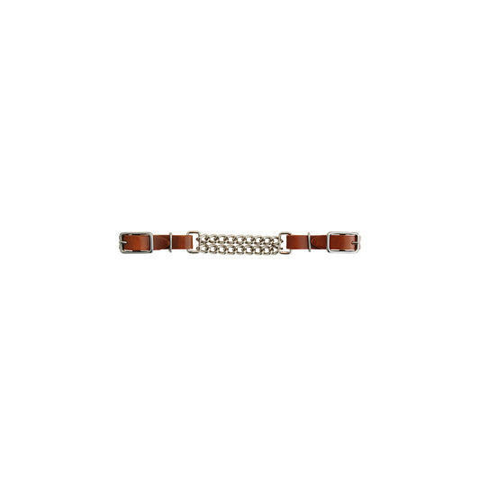 Barbozal de cuero con doble cadena Lakota - Marrón