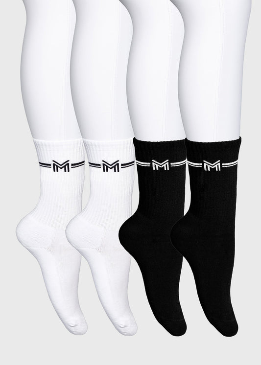 Calcetines Maximilian Equestrian 4-Pack Rise Sports (Black/White) para equitación