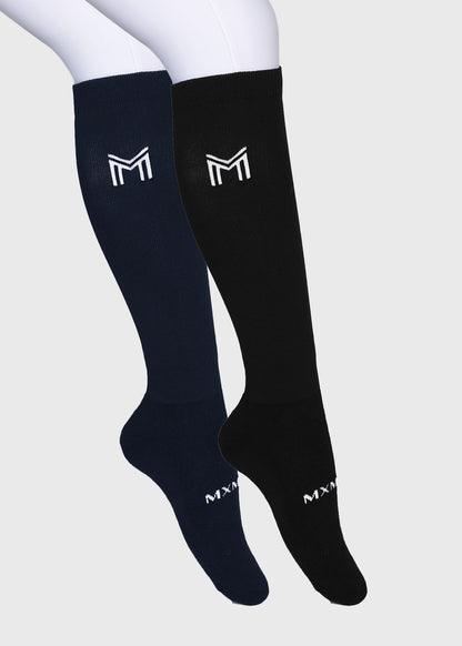 Producto ecuestre Maximilian Equestrian 2-Pack Flag Riding Socks (Black/Navy) vista principal