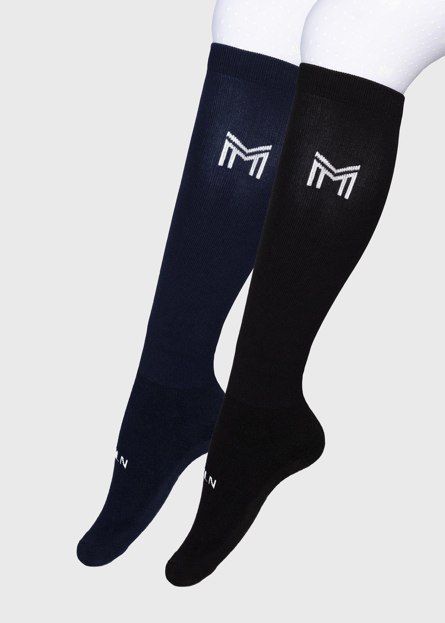 Producto ecuestre Maximilian Equestrian 2-Pack Flag Riding Socks (Black/Navy) detalle 2