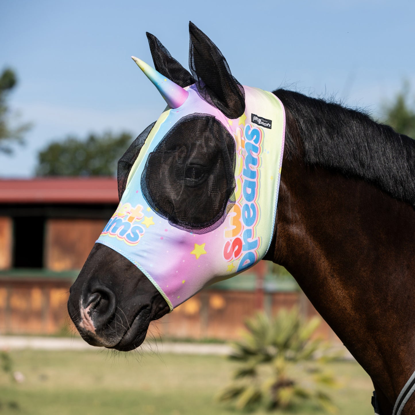 Máscara antimoscas con red cubreorejas unicornio Pro-Tech