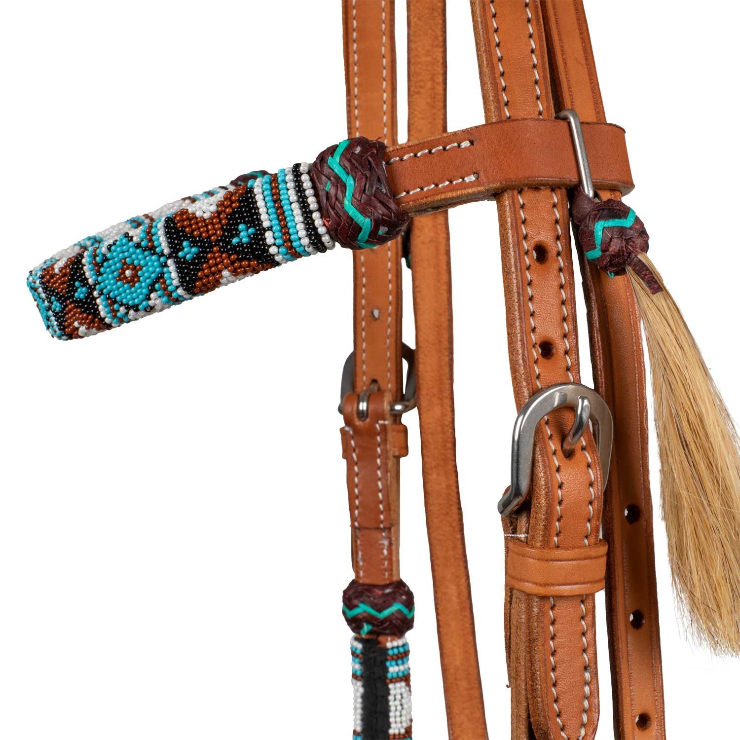 Cabezada western con perlas navajo Pool's - Chestnut
