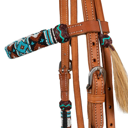 Cabezada western con perlas navajo Pool's - Chestnut