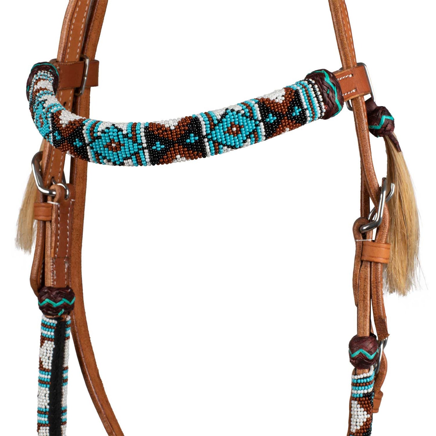 Cabezada western con perlas navajo Pool's - Chestnut