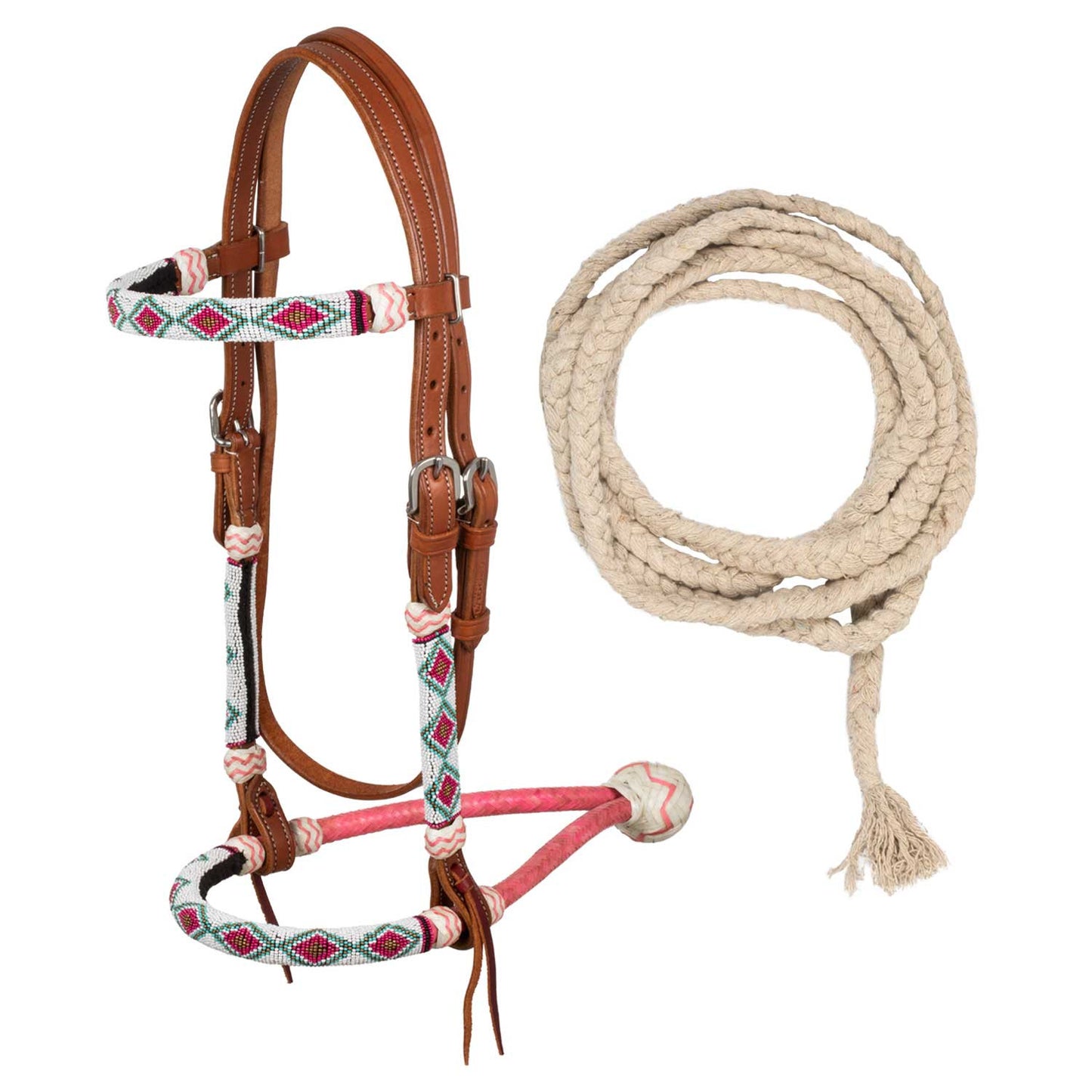 Bosal con cuentas y riendas mecate de algodón Pool's