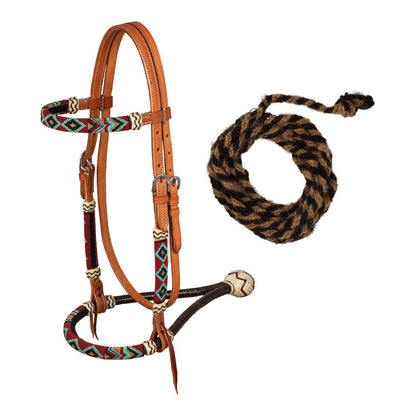 Bosal set con perlas burdeos y riendas mecate de crin Pool's
