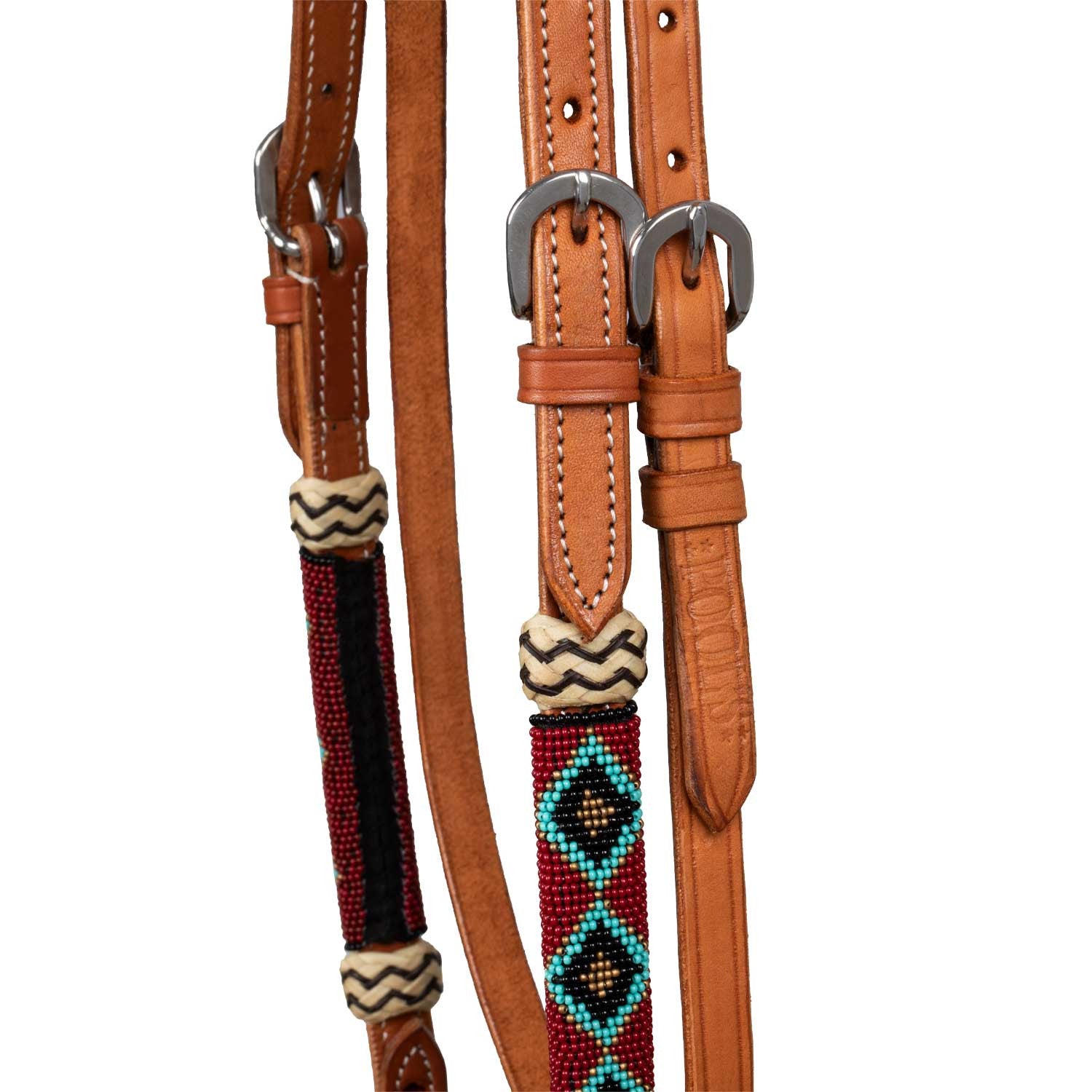 Bosal set con perlas burdeos y riendas mecate de crin Pool's