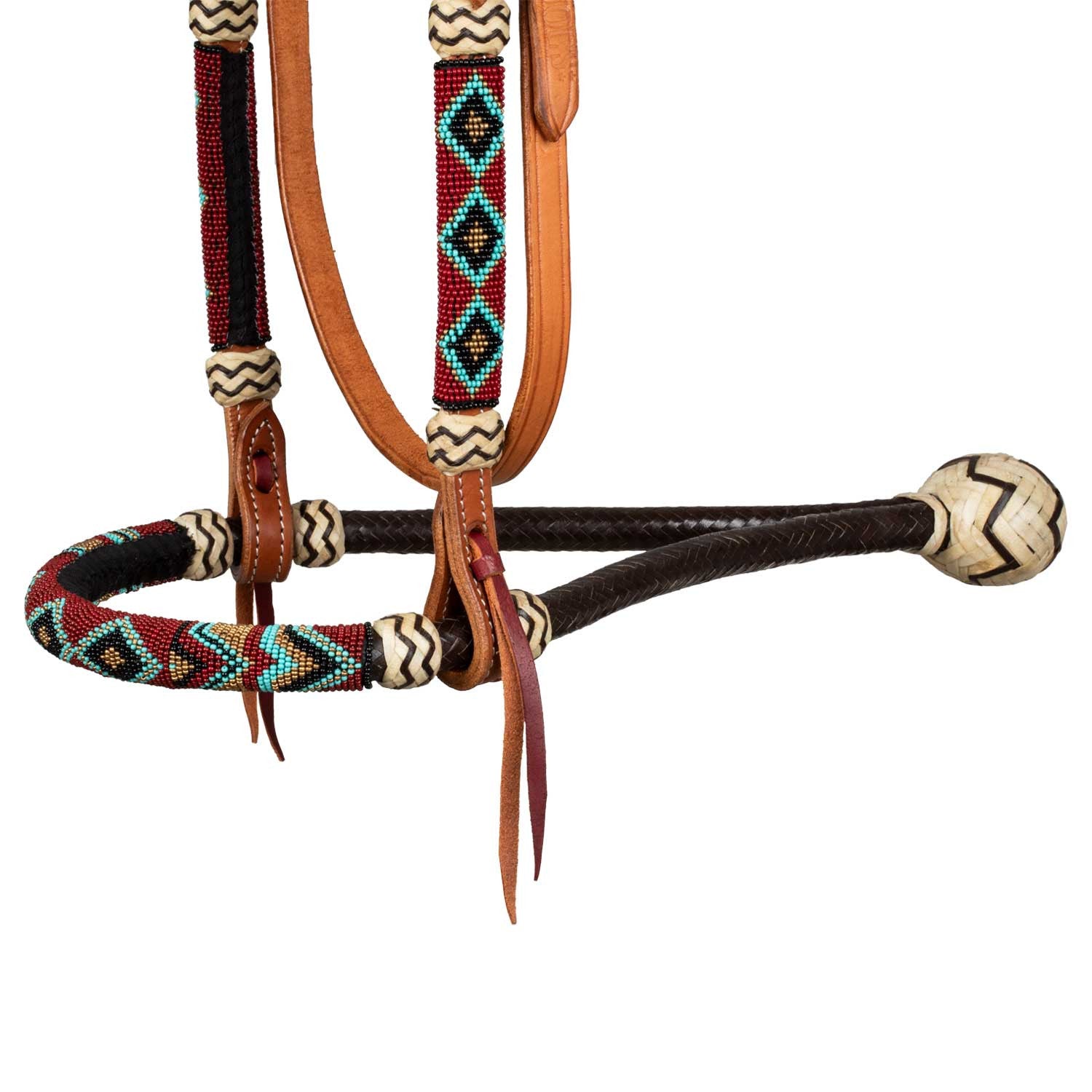 Bosal set con perlas burdeos y riendas mecate de crin Pool's