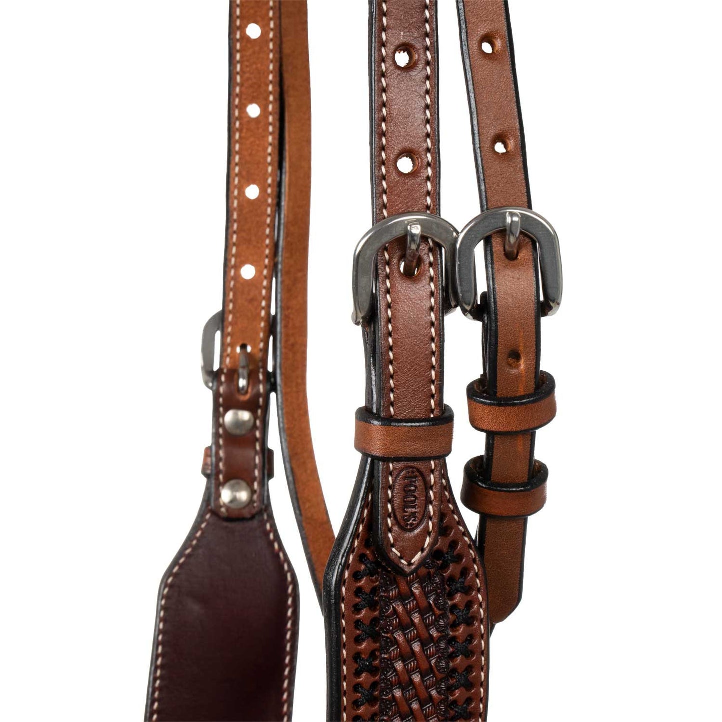 Cabezada western futurity con frontal trenzado Pool's - Chestnut