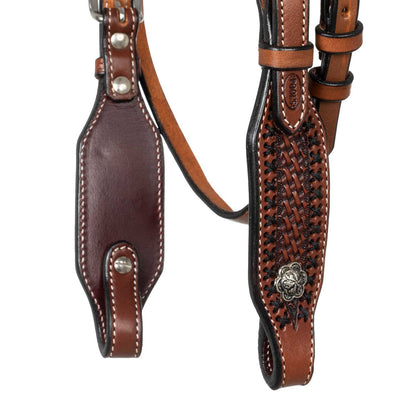 Cabezada western futurity con frontal trenzado Pool's - Chestnut