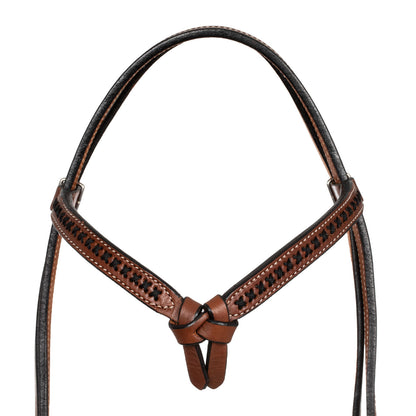 Cabezada western futurity con frontal trenzado Pool's - Chestnut