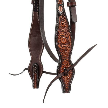 Cabecero western motivo floral Pool's - Marrón oscuro