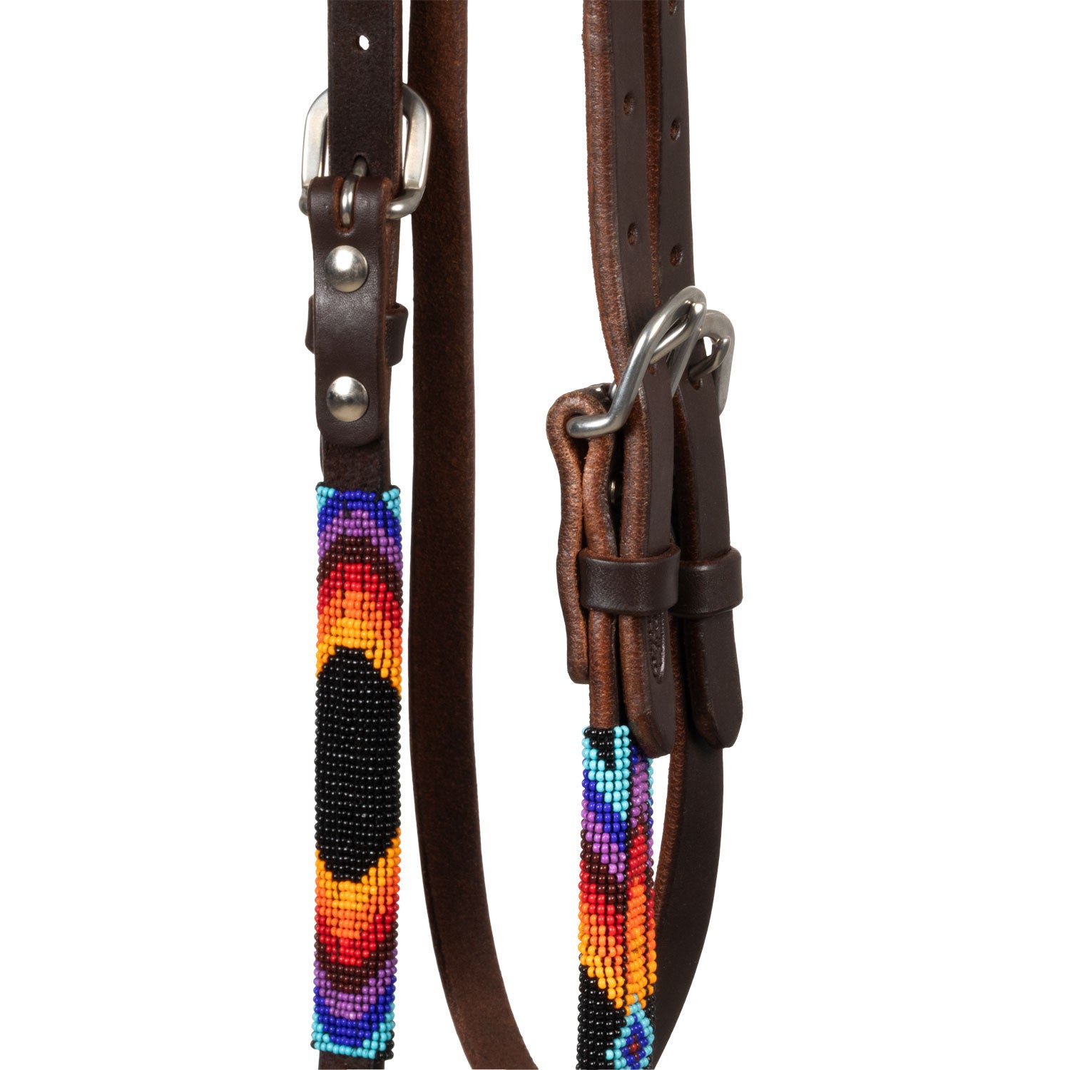 Brida western serape con cuentas aceitada Pool's - Marrón oscuro