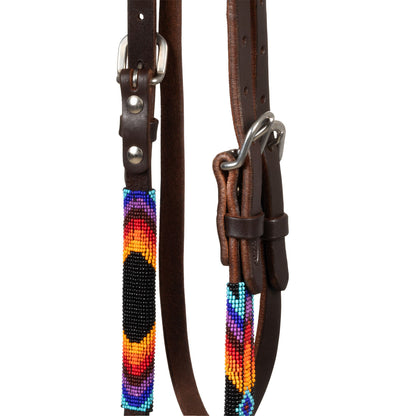 Brida western serape con cuentas aceitada Pool's - Marrón oscuro