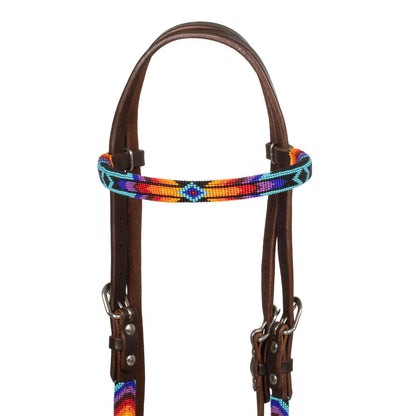 Brida western serape con cuentas aceitada Pool's - Marrón oscuro