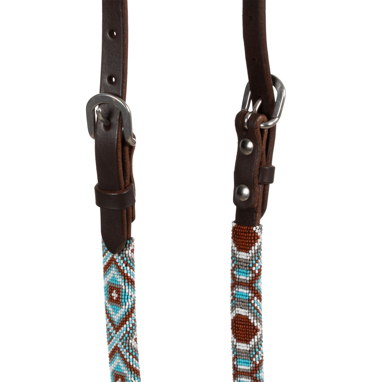 Brida western con cuentas de diamantes y aceitado de una oreja Pool's - Marrón oscuro