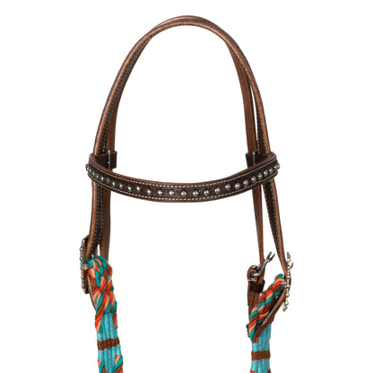 Brida western con olas de cuerda Pool's - Natural