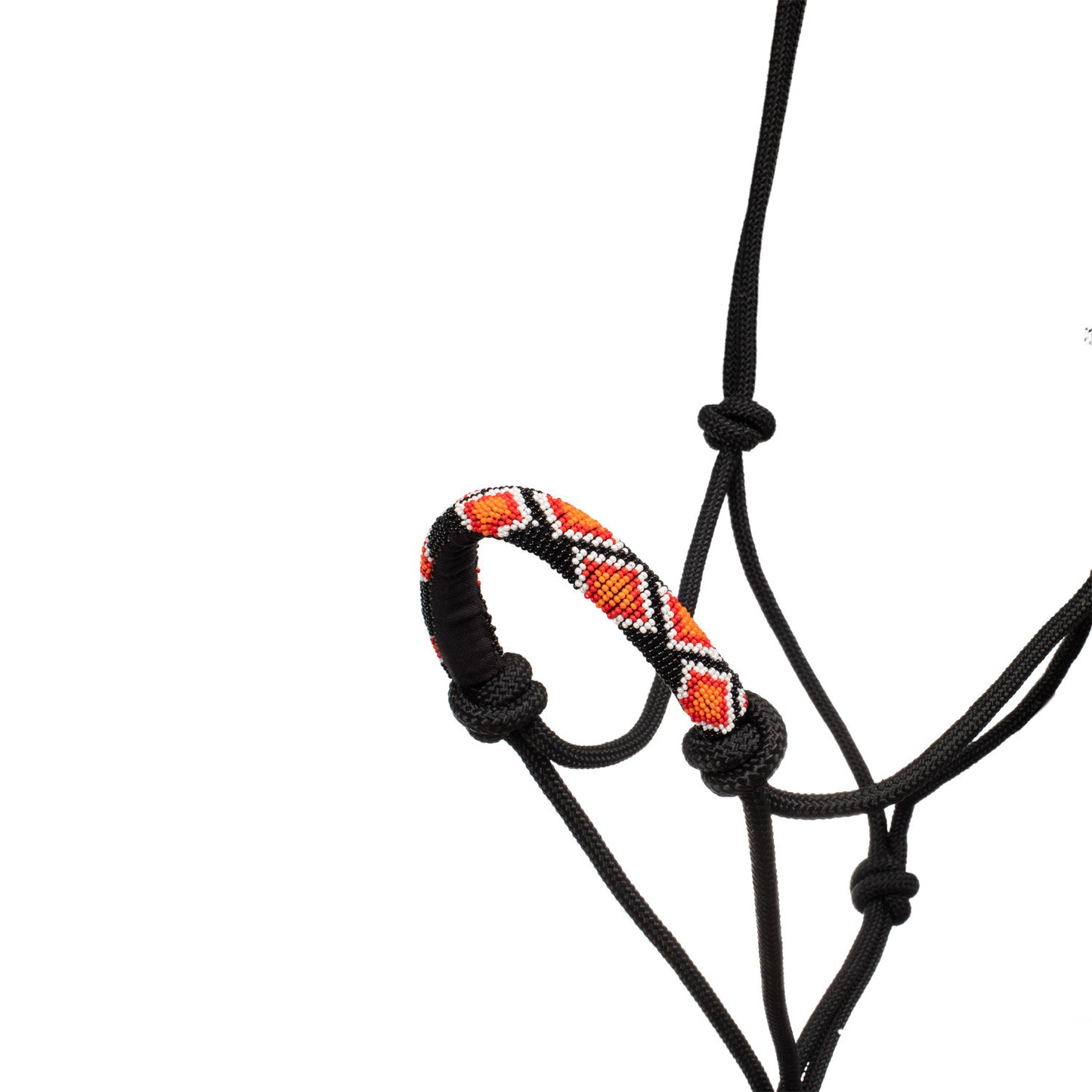 Cabezada cuerda anudada decoraciones Navajo con ramal Pool's - Negro