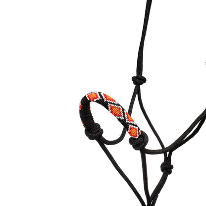 Cabezada cuerda anudada decoraciones Navajo con ramal Pool's - Negro