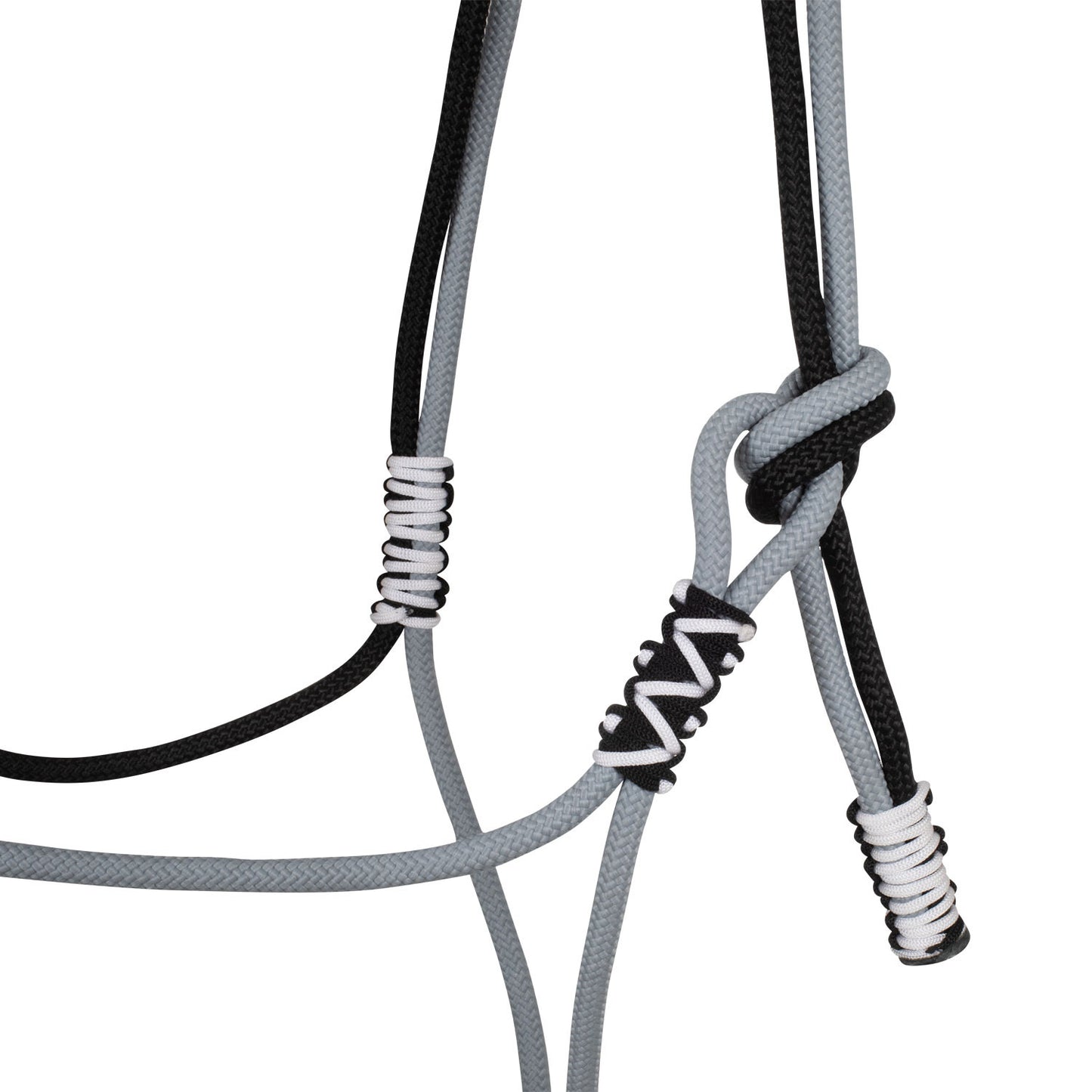 Cabezada trenzada con decoraciones Pool's - Black/Grey/White