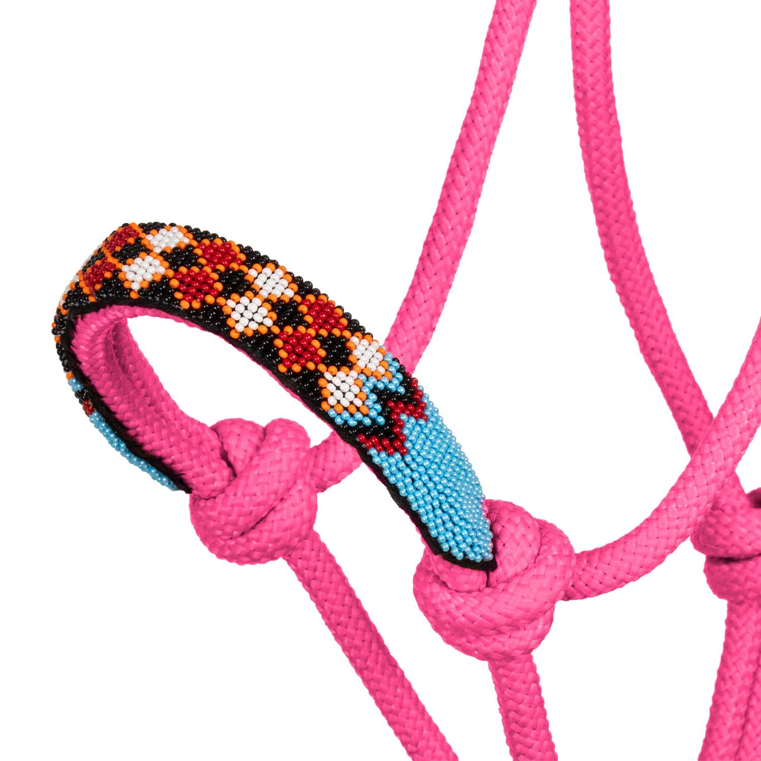 Cabezada de cuerda con decoraciones de cuentas con ramal Pool's - Hot Pink
