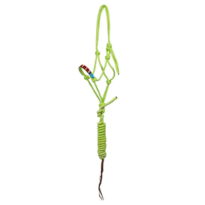 Cabezada de cuerda con decoraciones de cuentas con ramal Pool's - Lime