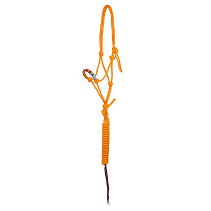 Cabezada de cuerda con decoraciones de cuentas con ramal Pool's - Naranja
