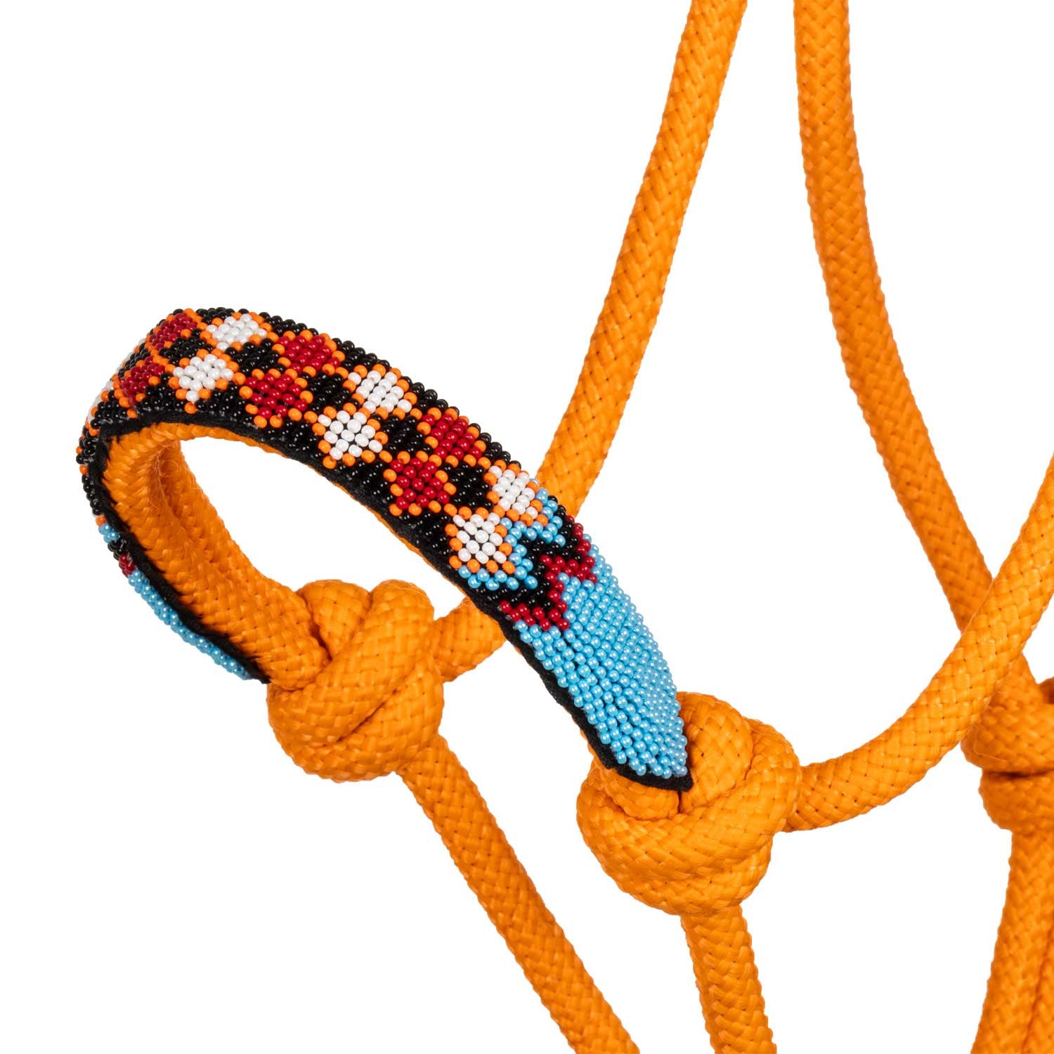Cabezada de cuerda con decoraciones de cuentas con ramal Pool's - Naranja