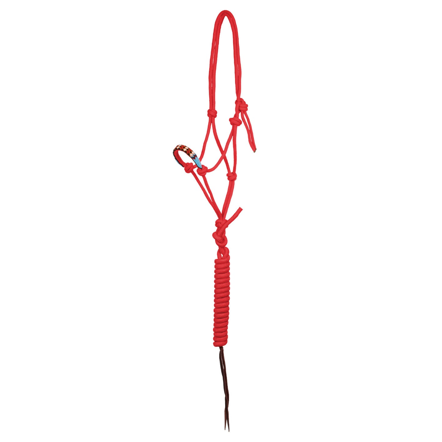 Cabezada de cuerda con decoraciones de cuentas con ramal Pool's - Rojo