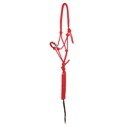 Cabezada de cuerda con decoraciones de cuentas con ramal Pool's - Rojo