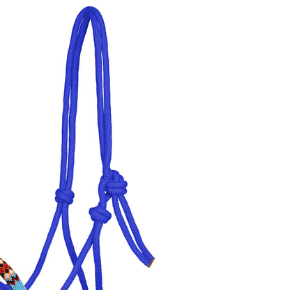 Cabezada de cuerda con decoraciones de cuentas con ramal Pool's - Azul royal