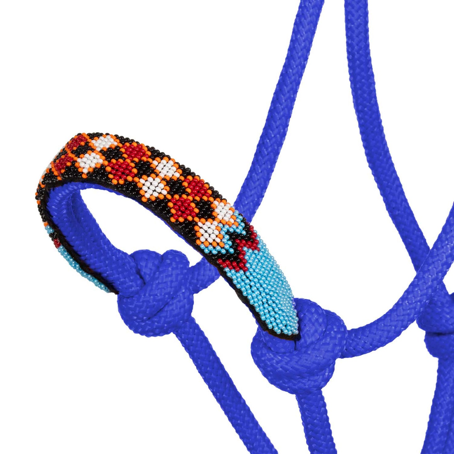 Cabezada de cuerda con decoraciones de cuentas con ramal Pool's - Azul royal