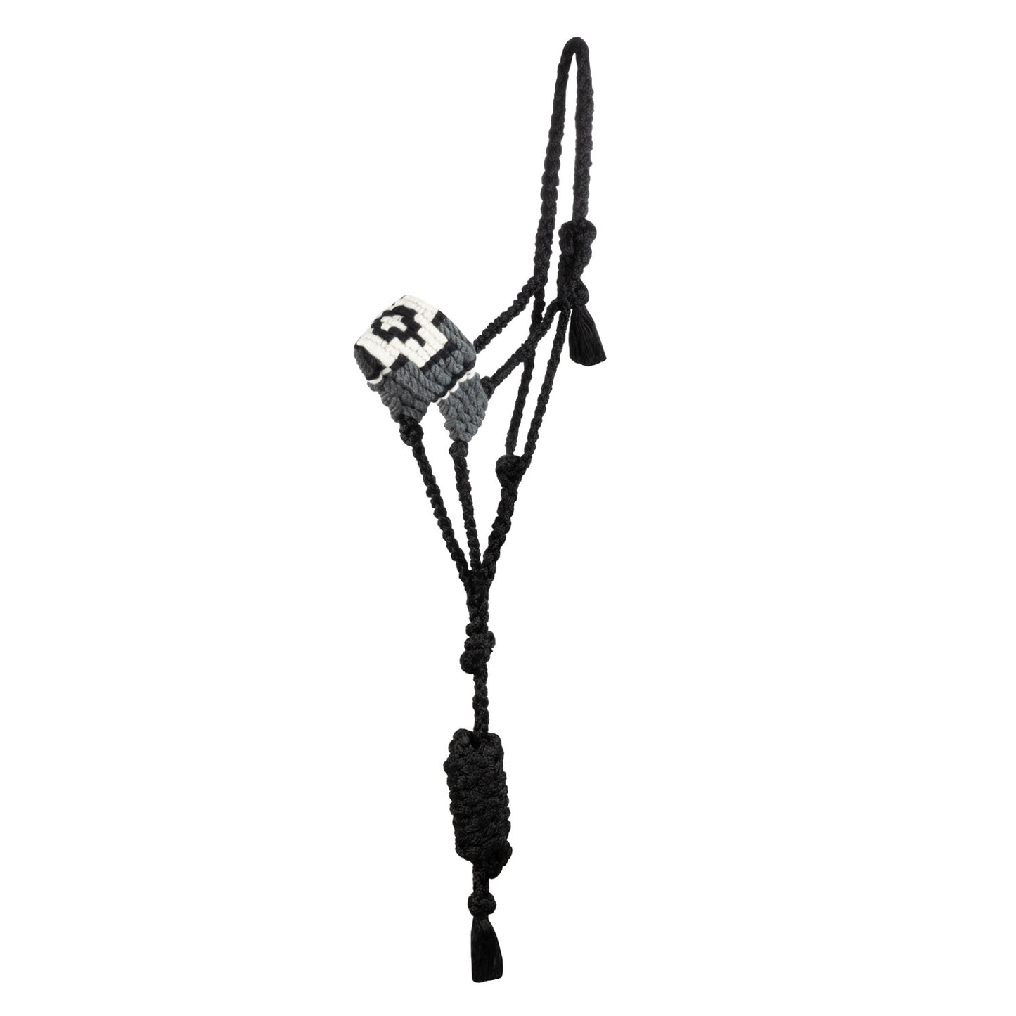 Cabezada de cuerda de mohair con diseño de diamante Pool's - Black/Grey