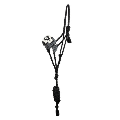 Cabezada de cuerda de mohair con diseño de diamante Pool's - Black/Grey