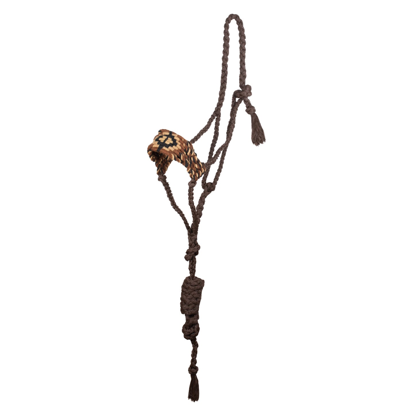 Cabezada de cuerda de mohair con diseño de diamante Pool's - Brown/Beige