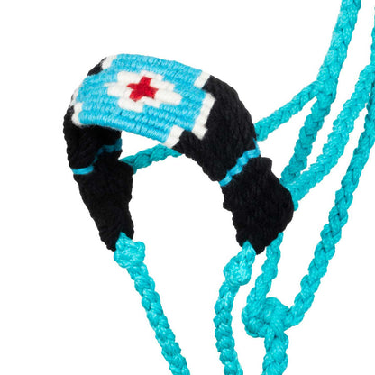 Cabezada de cuerda de mohair con diseño de diamante Pool's - Turquoise/Black