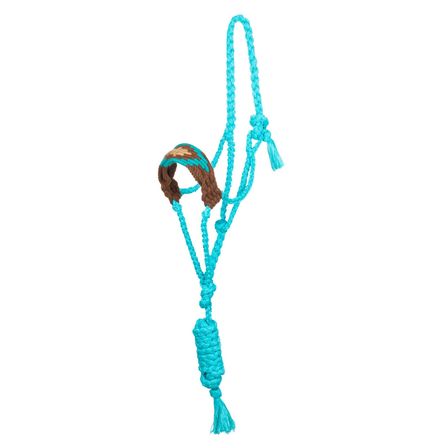 Cabezada de cuerda de mohair con diseño de diamante Pool's - Turquoise/Brown