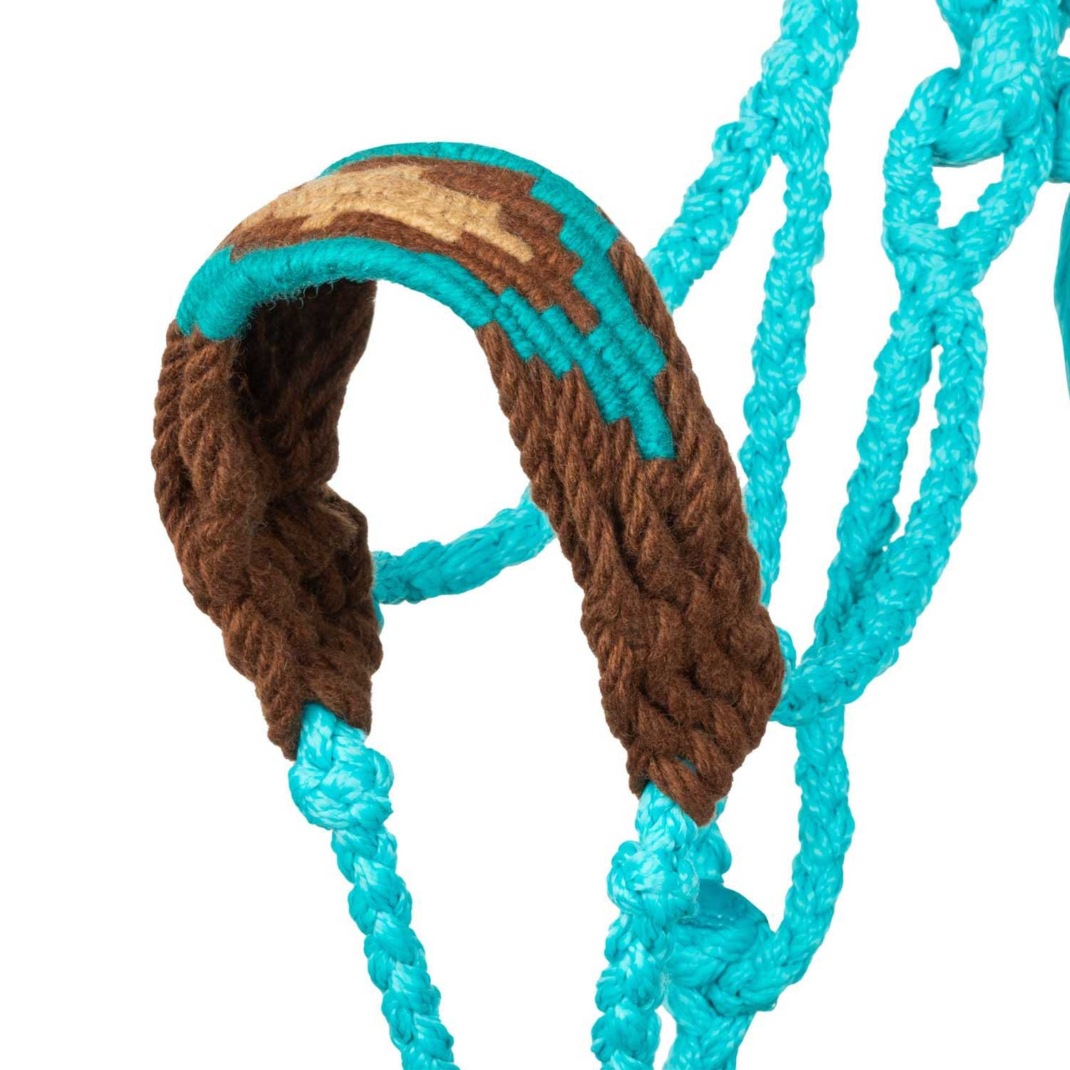 Cabezada de cuerda de mohair con diseño de diamante Pool's - Turquoise/Brown